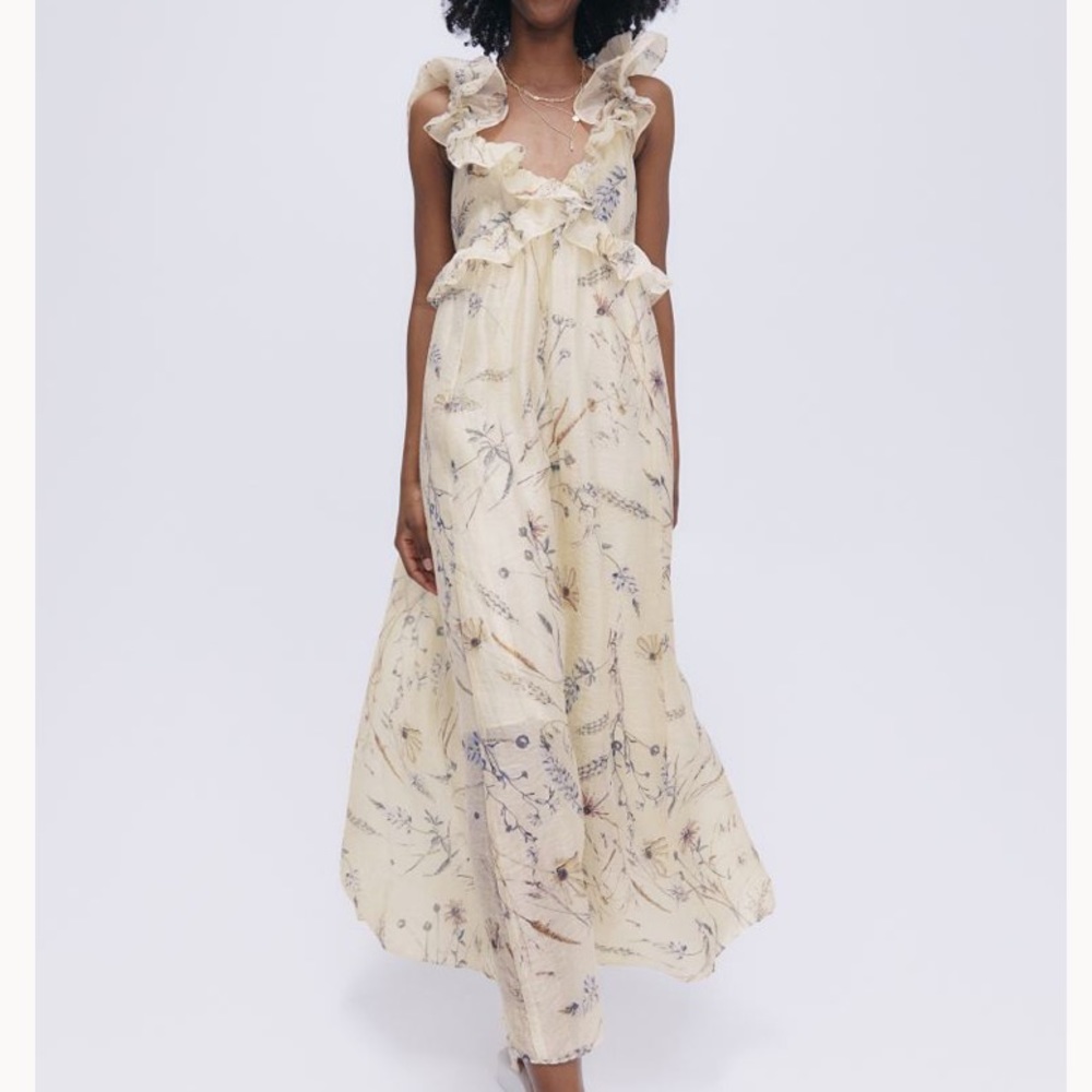 NWT H&M Lyocell Blend Ruffled Floral Dress MED
